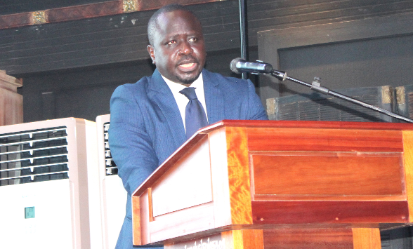 Prof Samuel Kobina Annim, Government Statistician, delivering the lecture 