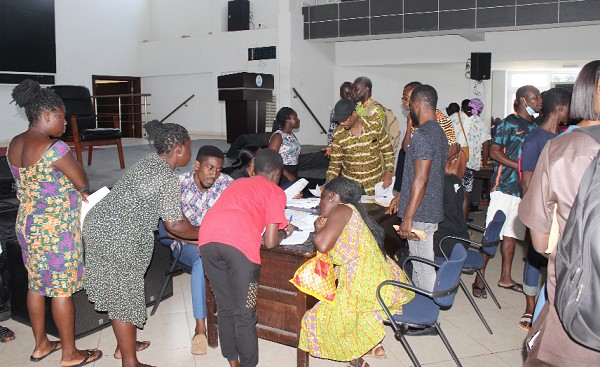 Some parents going through the placement process at the GNAT Hall. Picture: ERNEST KODZI