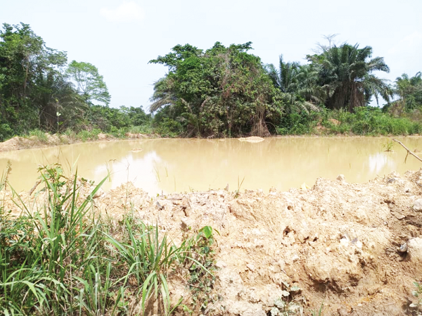 Uncovered illegal mining pits at Manso Adubia in the Amansie South District in the Ashanti Region