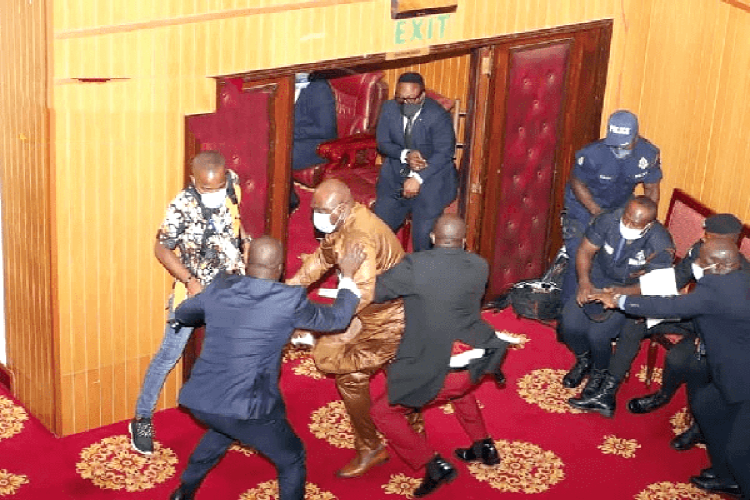 Flashback: Kingsley Carlos Ahenkorah, NPP MP for Tema West, snatching ballot papers during the election of the Speaker of the Eighth Parliament