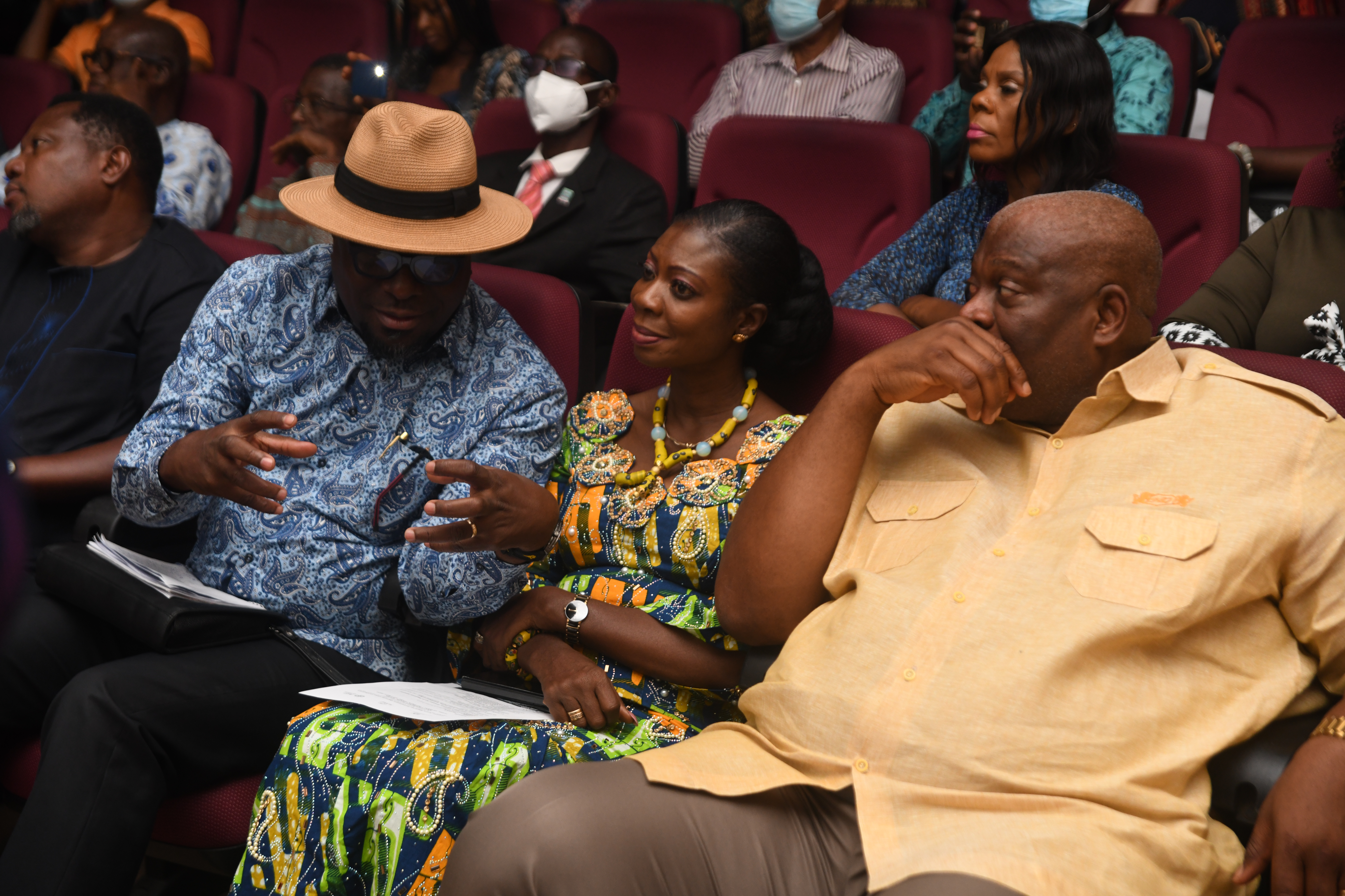Dr H. Kwesi Ayim Darke(3rd from right), President of the Association of Ghana Industries(AGI) interacting with  Henry Quartey(right), Greater Accra Regional Minister and  Kate Quartey Papafio (2nd from right), a member of the AGI council.