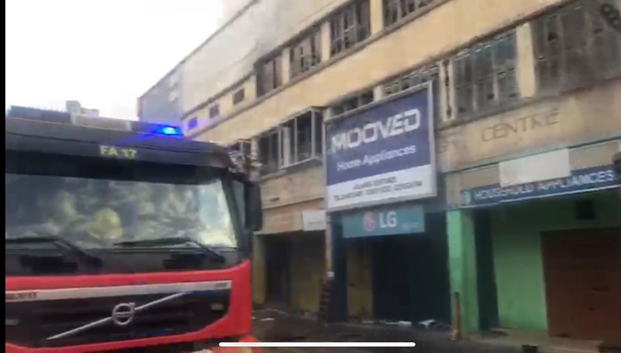 Fire guts storey building at Opera Square in Accra