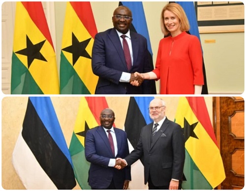 Vice President Dr  Mahamudu Bawumia (left) with  Alar Karis, President of Estonia,  after their meeting in Tallin yesterday 