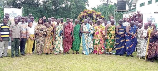 Nana Fredua-Okotomih Agyeman (arrowed), Asomkahene, who is also the Kyebi Kyidompanin, with the participants