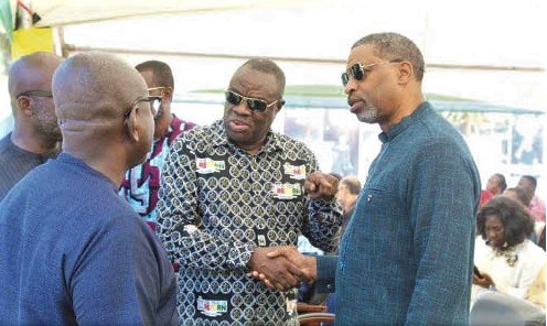 Dr Ibrahim Mohammed Awal (middle), Minister of Tourism, Arts and Culture, interacting with Akwasi Agyeman (left), Chief Executive Officer, Ghana Tourism Authority, and Derrick Johnson (right), Chief Executive Officer of GTA, at the launch of December in Ghana 2022. Picture: ESTHER ADJORKOR ADJEI