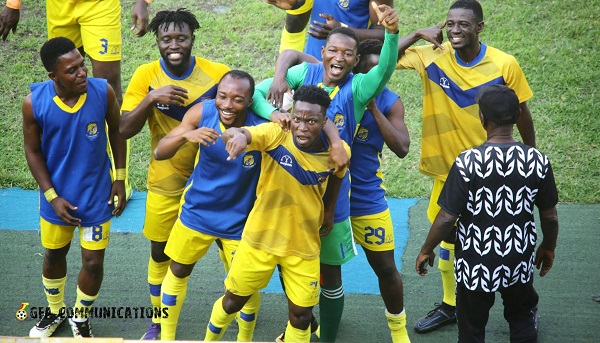 Players of Tamale City celebrating their qualification to the Premier Leaguehe premiership