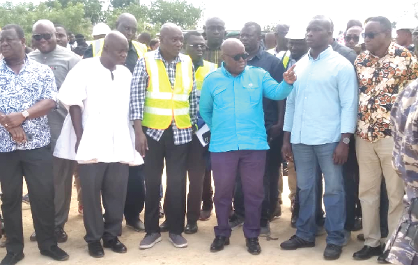  President Akufo-Addo (arrowed) making a point while inspecting the Kulaa Bridge in Bolgatanga