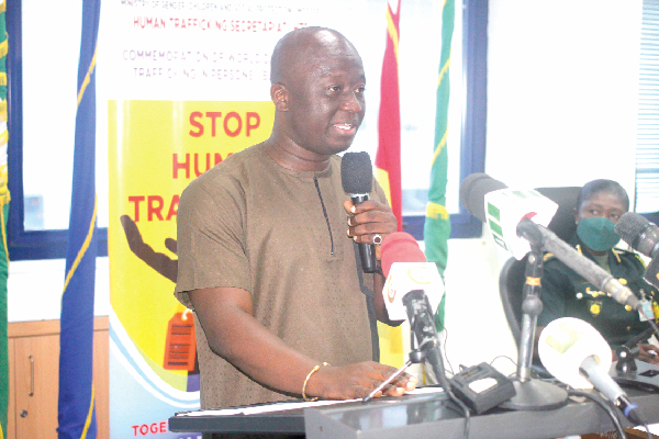  Frederick Adom Obeng, Deputy Minister of Transport, speaking at the sensitisation forum. Picture: Maxwell Ocloo