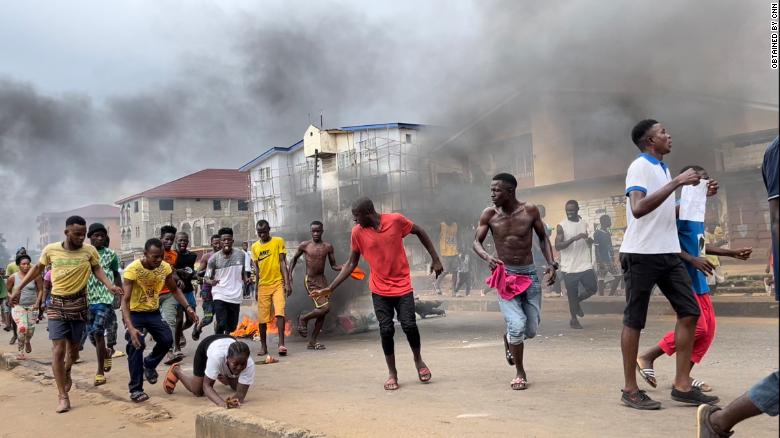 Unrest in Freetown, Sierra Leone.