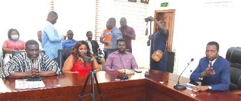 Dr Yaw Osei Adutwum (right), Minister of Education, addresing last Friday’s news conference