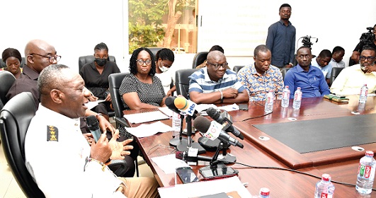 Dr Henry Kwabena Kokofu (left), Executive Director of the EPA, addressing the media. Picture: EBOW HANSON