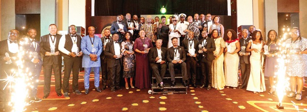 The award winners with dignitaries, including Benonita Bismarck and Rear Admiral Issah Adam Yakubu, the Chief of Naval Staff. Picture: DELLA RUSSEL OCLOO