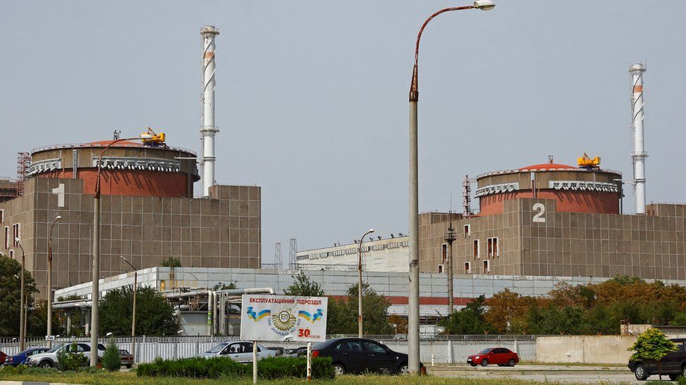 The Russian-occupied Zaporizhzhia nuclear power plant pictured on Monday