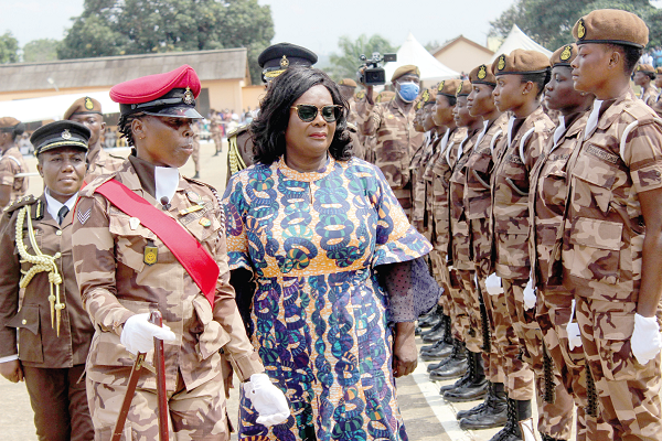 Naana Eyiah (2nd from left), Deputy Minister for the Interior, inspecting the parade. Picture: ERNEST KODZI