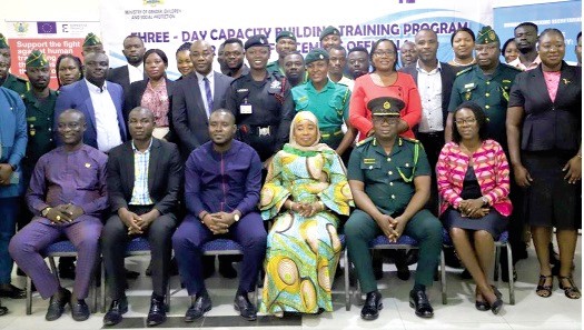 Lariba Zuweira Abudu (seated 3rd from right), Minister designate for Gender, Children and Social Protection, and some dignitaries with the beneficiaries after the session. Picture: EMMANUEL BAAH