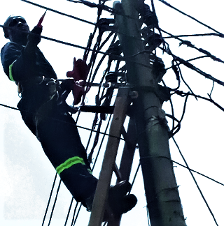 A technical officer of the ECG disconnecting power to the pub and hostel facility