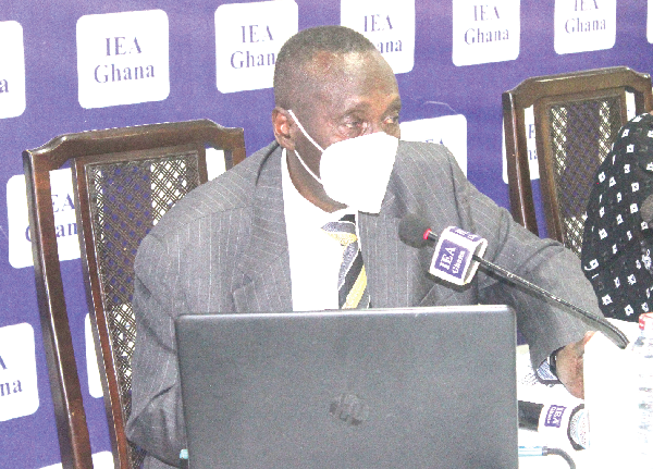 Justice Stephen Alan Brobbey (inset), Retired Supreme Court Judge, delivering a lecture on Government & Chieftaincy