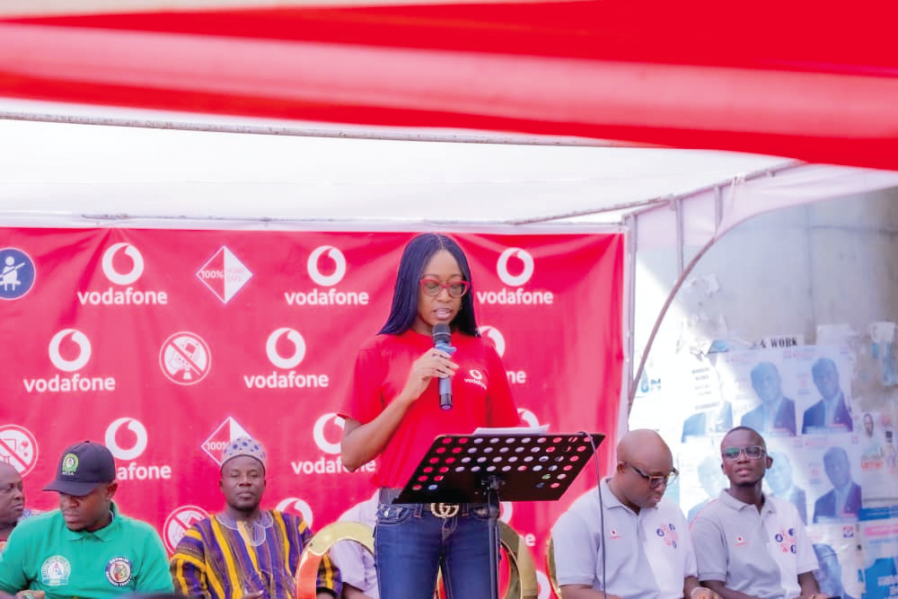 Hannah Ashiokai Akrong, Director of Human Resource of Vodafone Ghana, speaking at the launch