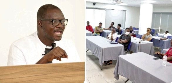 Kaaka Dello-Ziem (inset), a property consultant, addressing the participants