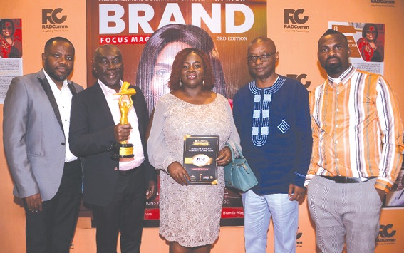 Francis Poku (second from left), Deputy CEO Afriwaves, and his team after receiving the award