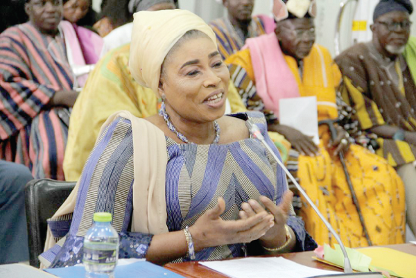   Abudu Lariba Zuweira, Minister designate for Gender, Children and Social Protection, answering questions at the Appointments Committee of Parliament  
