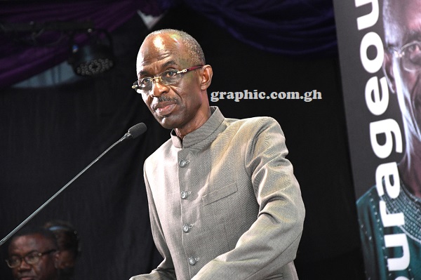 Johnson Asiedu Nketia delivering his address to launch his campaign to become chairman of the NDC