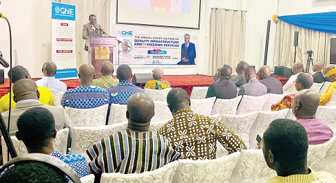 Kissi Agyebeng delivering his Ethics lecture at the Engineers Centre