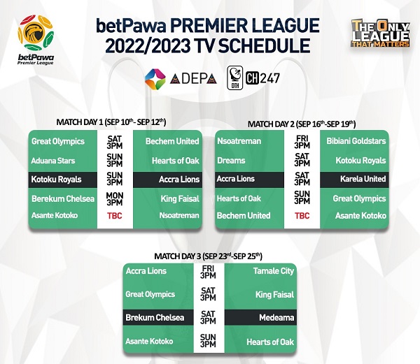 See the broadcast schedule of the 22/23 GPL: First three rounds