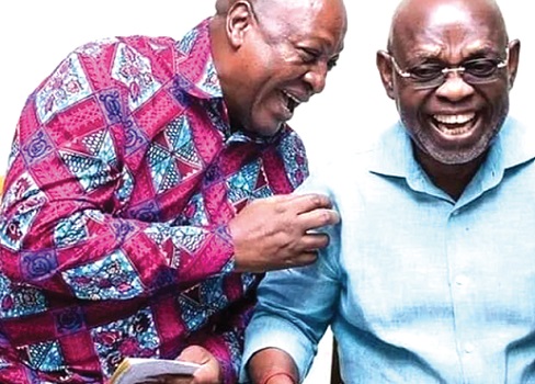 Former President Mahama in a hearty chat with Prof. Botchwey