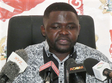 Mr Emmanuel Boakye Yiadom, the President of the National Union of Ghana Students, addressing the press. Picture: ELVIS NII NOI DOWUONA