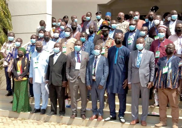 Dr Eric Nkansah (4th from left), Technical Advisor at Ministry of Education with Prof Gabriel Ayum Teye (2nd right), Vice-Chancellor of the UDS; Alhaji Alhassan Saani Shaibu (3rd from right), the Northern Regional Minister, and other participants at the event