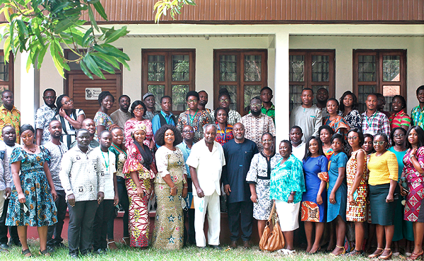 Prof Gordon Awandare (arrowed), Pro-Vice-Chancellor, Academic Students Affairs (ASA), UG, with some officials and participants. Picture: Maxwell Ocloo