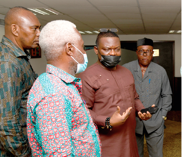  Mr Gayheart Mensah (3rd from left) interacting with some participants after the seminar. Picture: EBOW HANSON