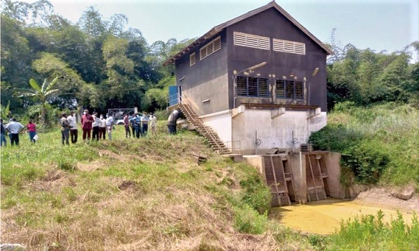The declining water level at the Daboase treatment plant