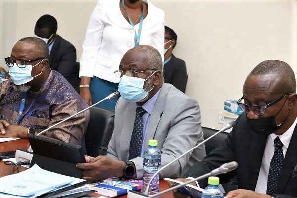 Dr James Klutse Avedzi (middle), Chairman of the Public Accounts Committee (PAC), speaking at the PAC sitting in Accra. Those with him are Mr Samuel Atta-Mills (left),Vice-Chairperson of the PAC, and Mr Kofi Okyere Agyekum (right), Ranking Member of the PAC. Picture: GABRIEL AHIABOR