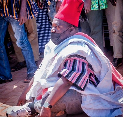 Alhaji Prof. Mumuni. B. Yidana undergoing part of the enskinment rituals 