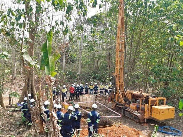 Workers of Rocksure International undertaking exploration works at Nyinahin-Mpasaaso ridge