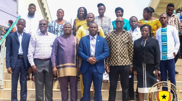 The National Sports Authority (middle from front row) with some officials after the launch