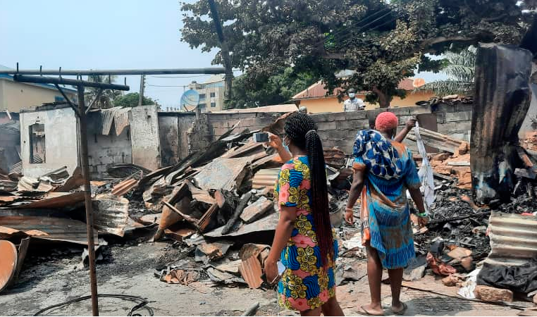 Debris of the burnt house