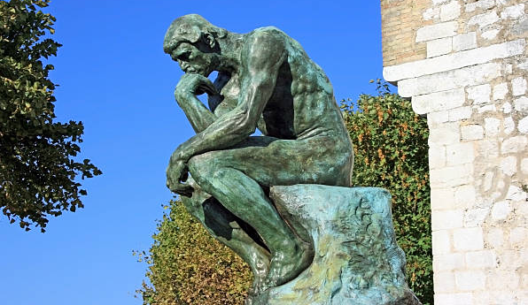 Sculpture of a thinking human. Leaders are thinkers