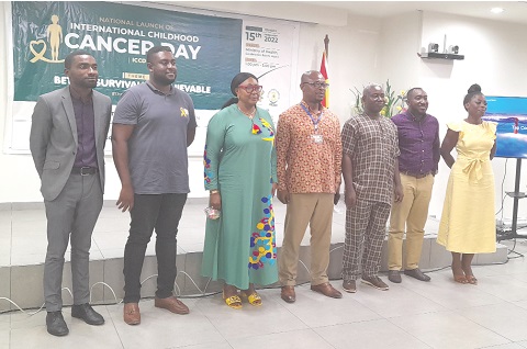 Ms Tina Mensah with some of the partners at the launch of this year’s International Childhood Cancer Day