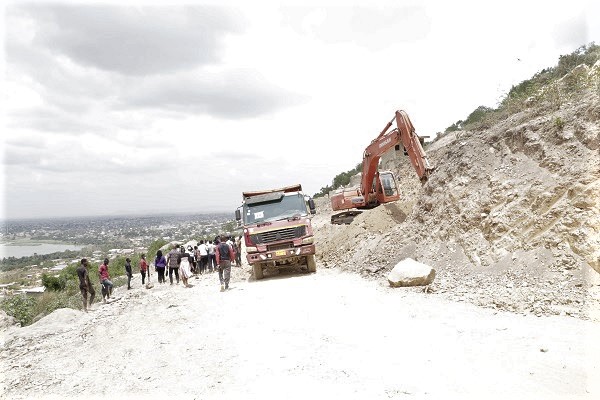 Sand-winning ongoing at the Weija Dam area at the time of the minister’s visit. Picture: EDNA SALVO-KOTEY