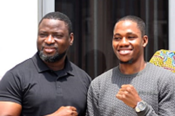  Prince Oko Nartey with Kotei Neequaye (right) and his manager Daniel Ayikwei (left)