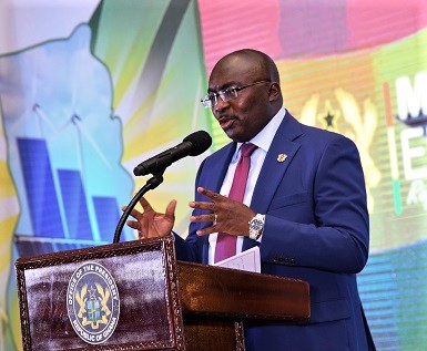 Vice-President Dr Mahamudu Bawumia delivering the keynote address at the opening session of the Energy forum in Accra. Picture: EBOW HANSON