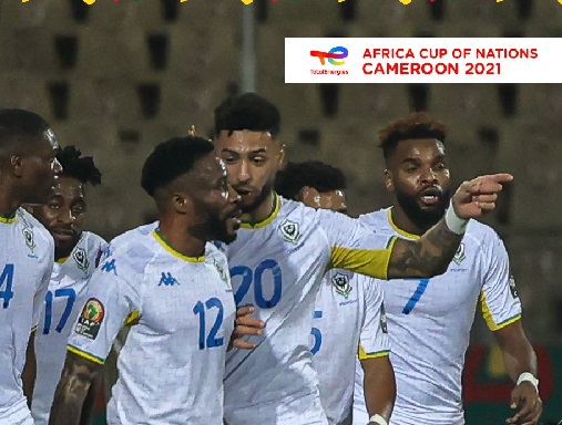 Gabon players celebrating their victory