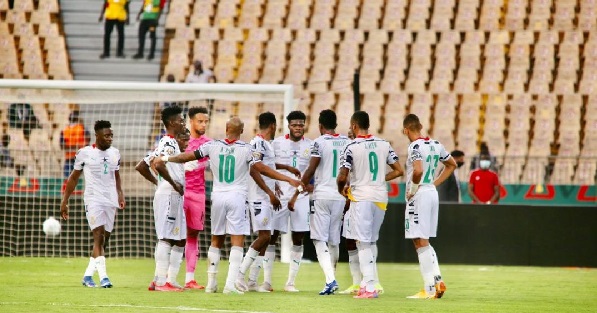 Black Stars players looking dejected after the defeat to Morocco