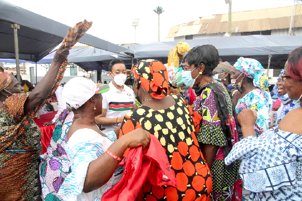 Dr Zanetor Agyeman-Rawlings, MP for Klottey Korle Constituency, interacting with the aged at the ceremony. Picture: ESTHER ADJEI