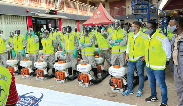  Staff of LCB Worldwide ready for the spraying exercise