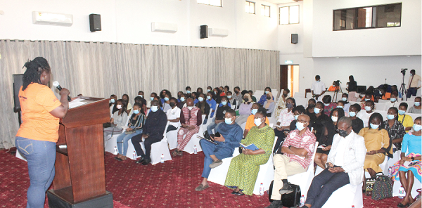 Dr Enyonam Kpekpena (left) delivering her goodwill message at the programme