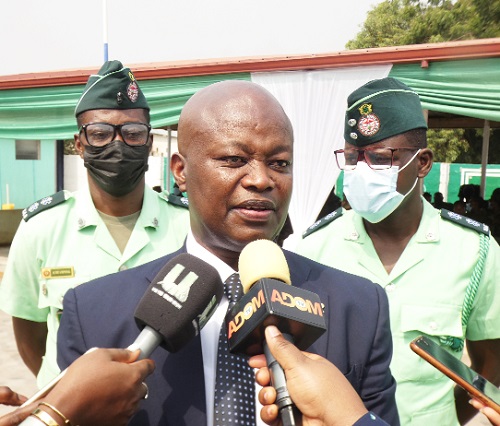 Prof. Ahmed Nuhu Zakariah, Chief Executive Officer of the National Ambulance Service, speaking to the media after the event